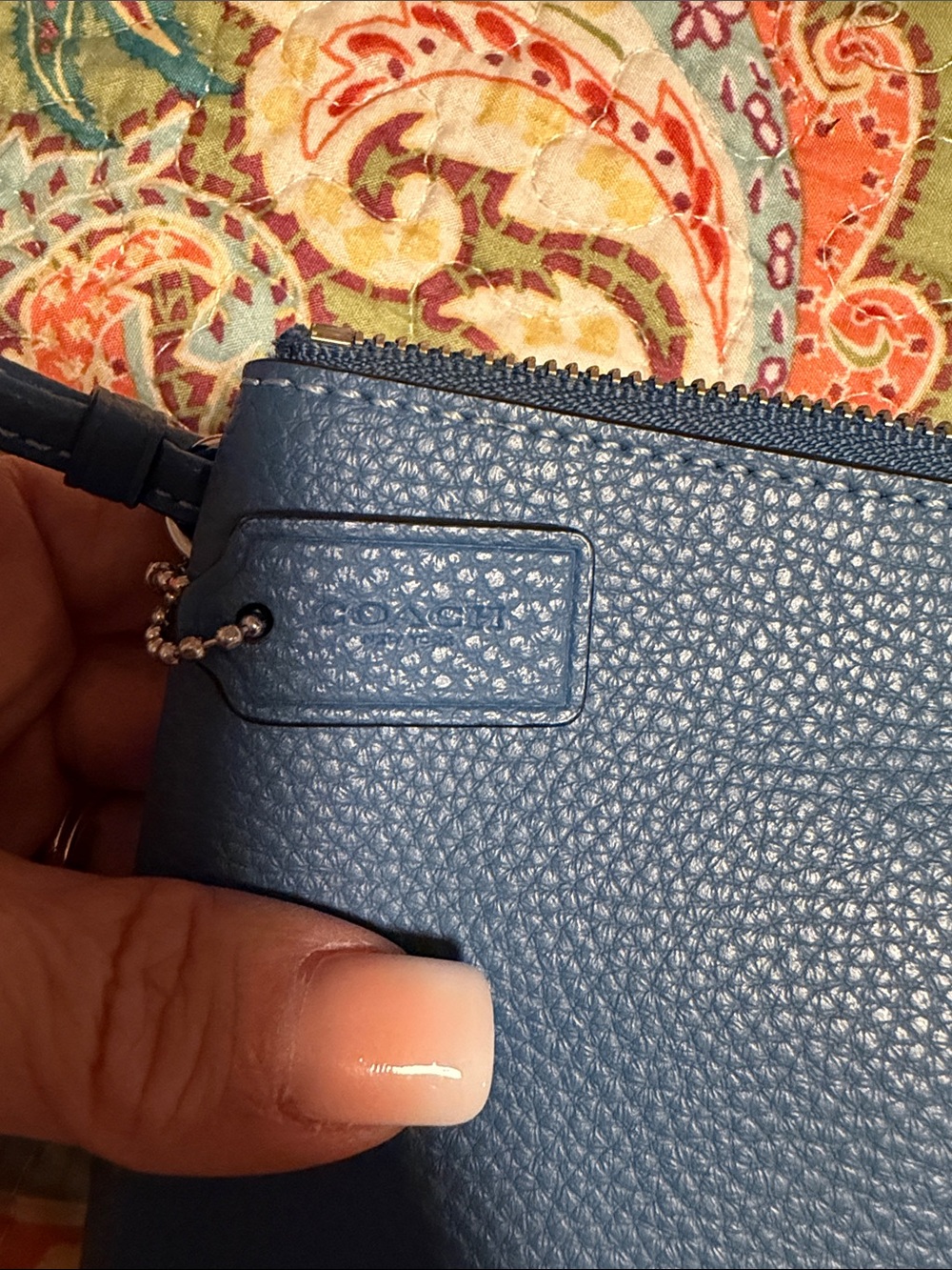 Coach Blue Pebbled Leather Wristlet Clutch - Picture 5 of 6